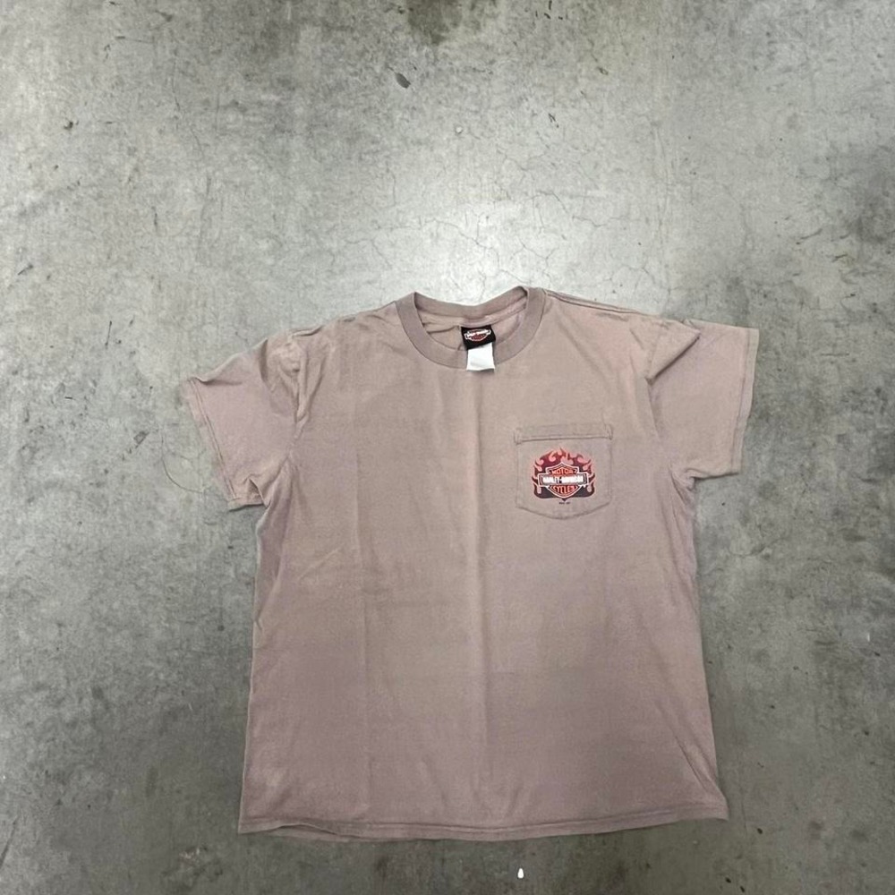 Vintage Y2K flames hit Harley Davidson‎ pocket tee shirt